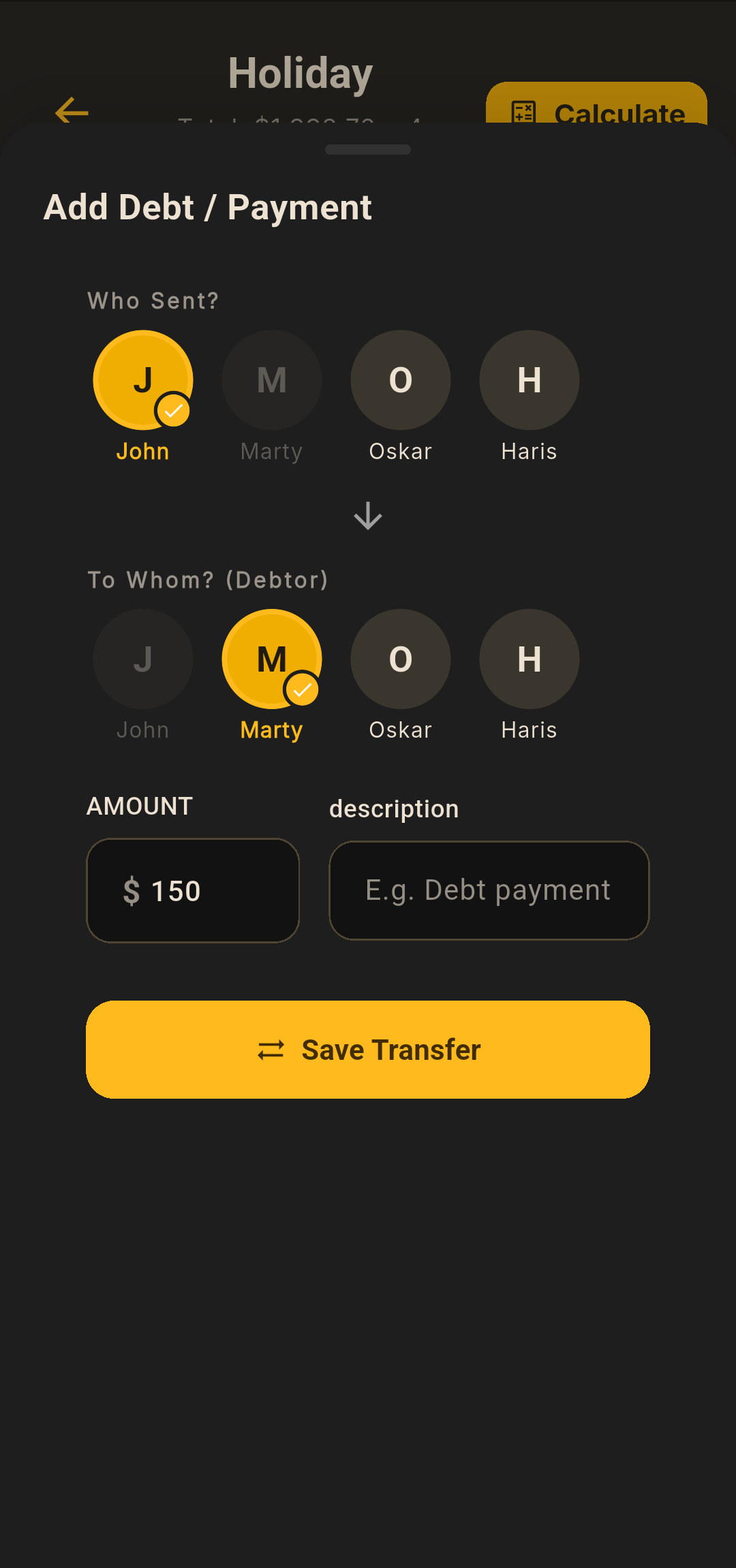 Divito App - Transfer